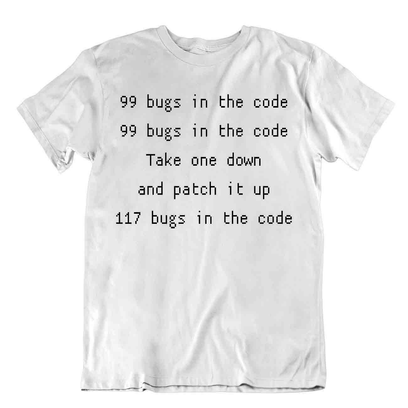Code Bugs Joke Tshirt Programmer T-Shirt Patch It Up Tee Comic Shirt