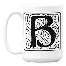 Monogram B Name Initial - Style 2 White Ceramic Coffee & Tea Mug Cup (15oz) - $22.53