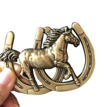 New Antique Bronze Plated Horse Horseshoe Western Belt Buckle Gurtelschnalle - $8.39