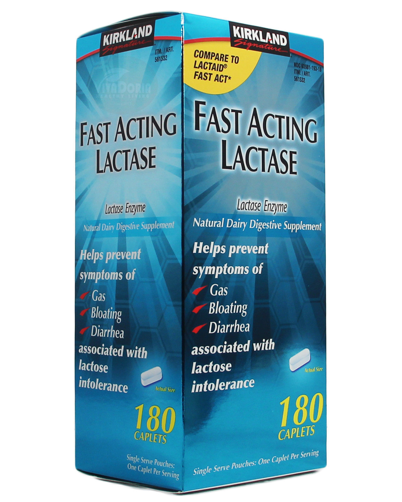 Kirkland Signature Fast Acting Lactase Enzyme Lactaid 180 Caplets