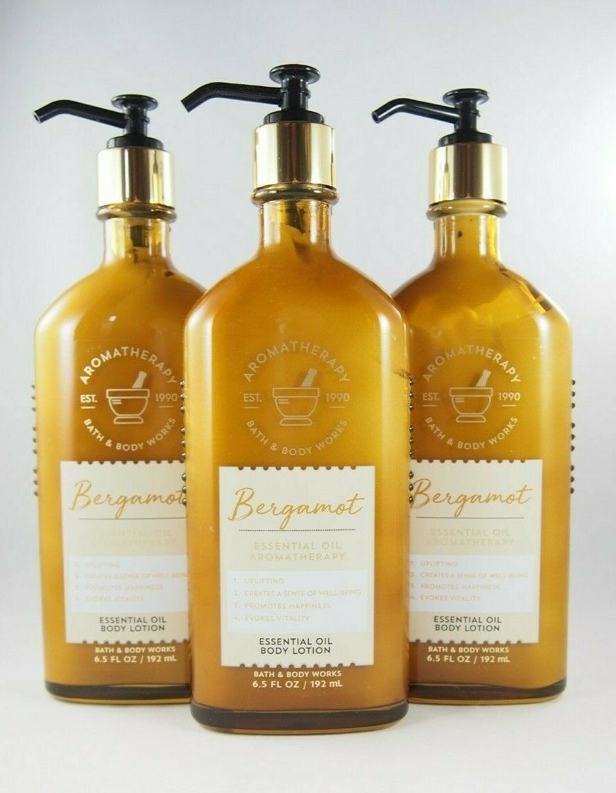 (3) Bath Body Works Aromatherapy Essential Oil Bergamot Amber Body Lotion 6.5oz