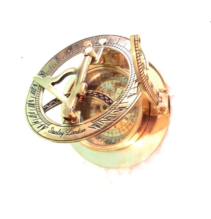 Marine Decor Solid Brass Hand-Made Vintage Working Nautical Sundial Compass