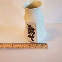 Limoges vase, made in Greece, white with embossed silver flower with bird image 8
