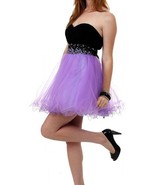Strapless Flirty Short Mini Prom Party Dress Black and Purple - $109.99