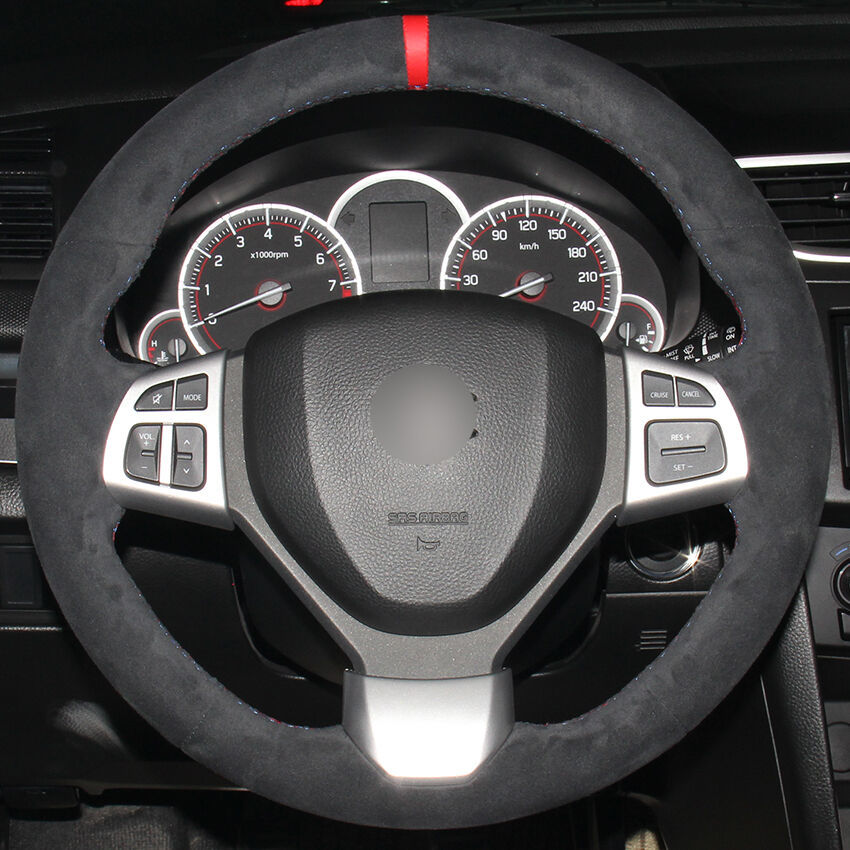 Black Leather Handstitched Car Steering Wheel Cover for Suzuki Swift