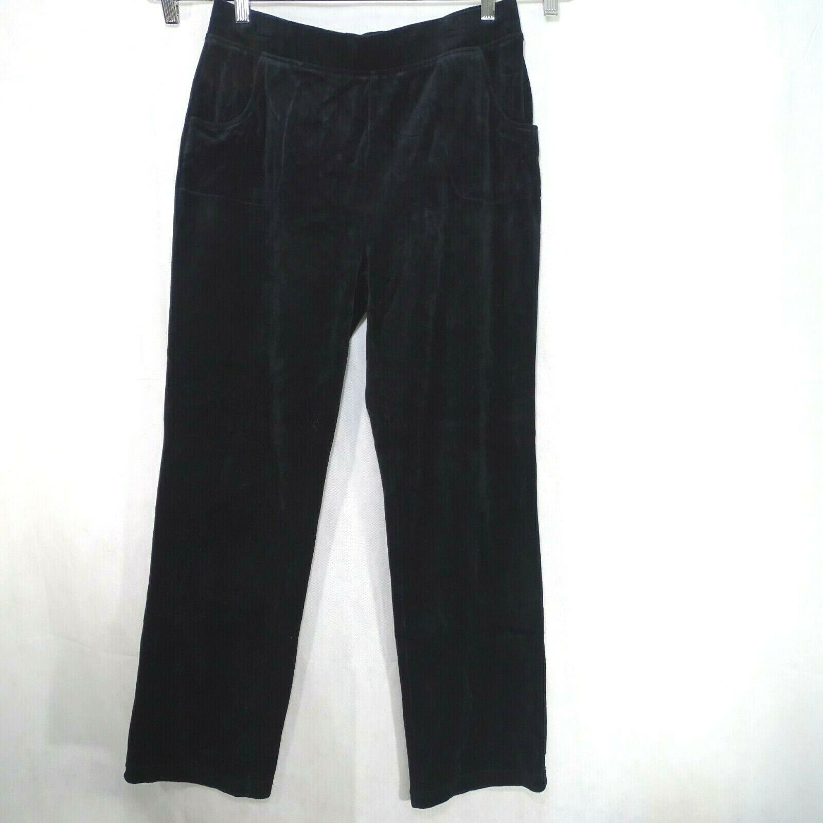 Zenergy By Chicos Pull-on Velour Pants Lounge Women Size 1 M 8 Black ...