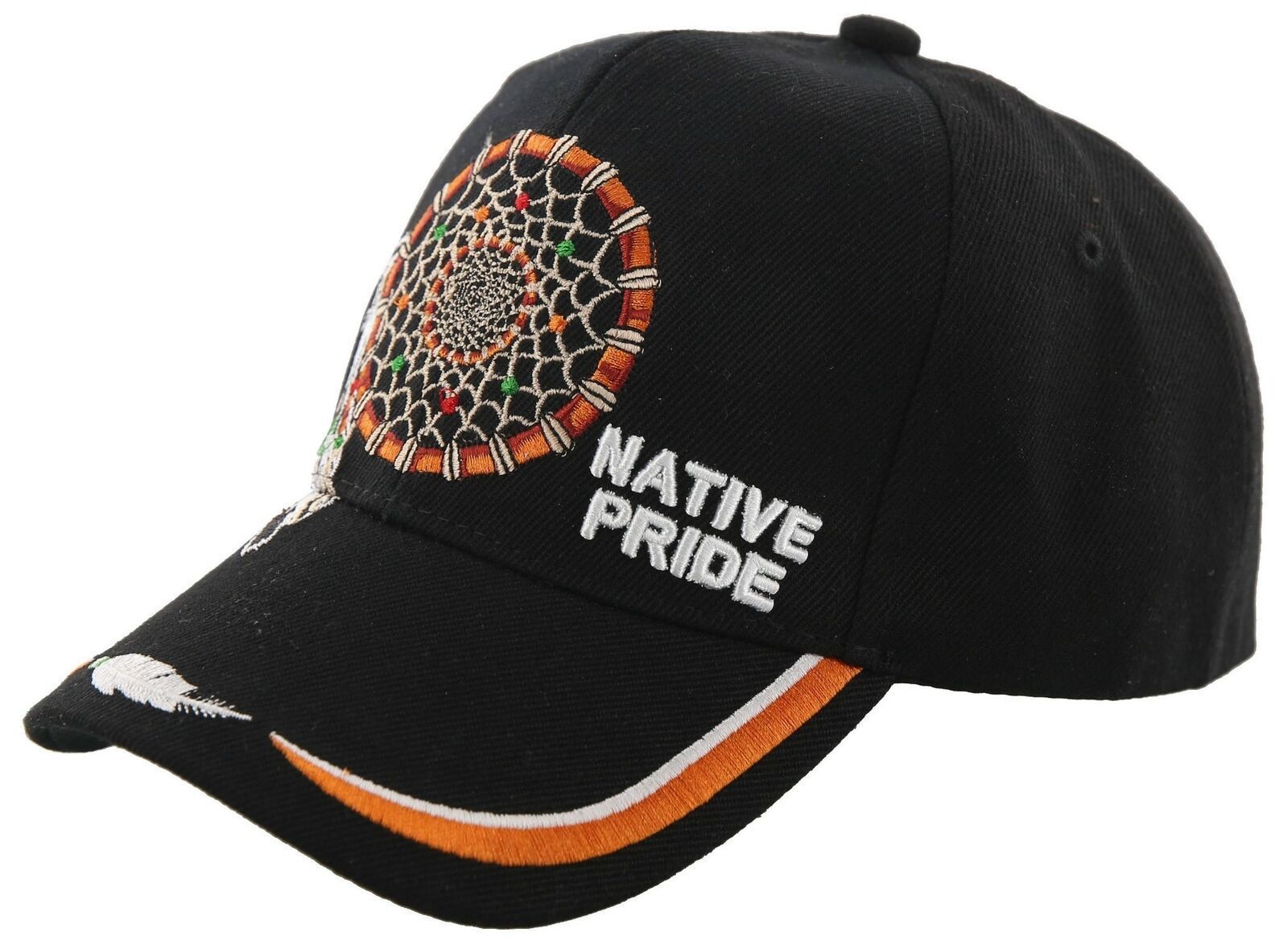 NATIVE PRIDE DREAM CATCHER FEATHER CAP HAT BLACK Men's Hats