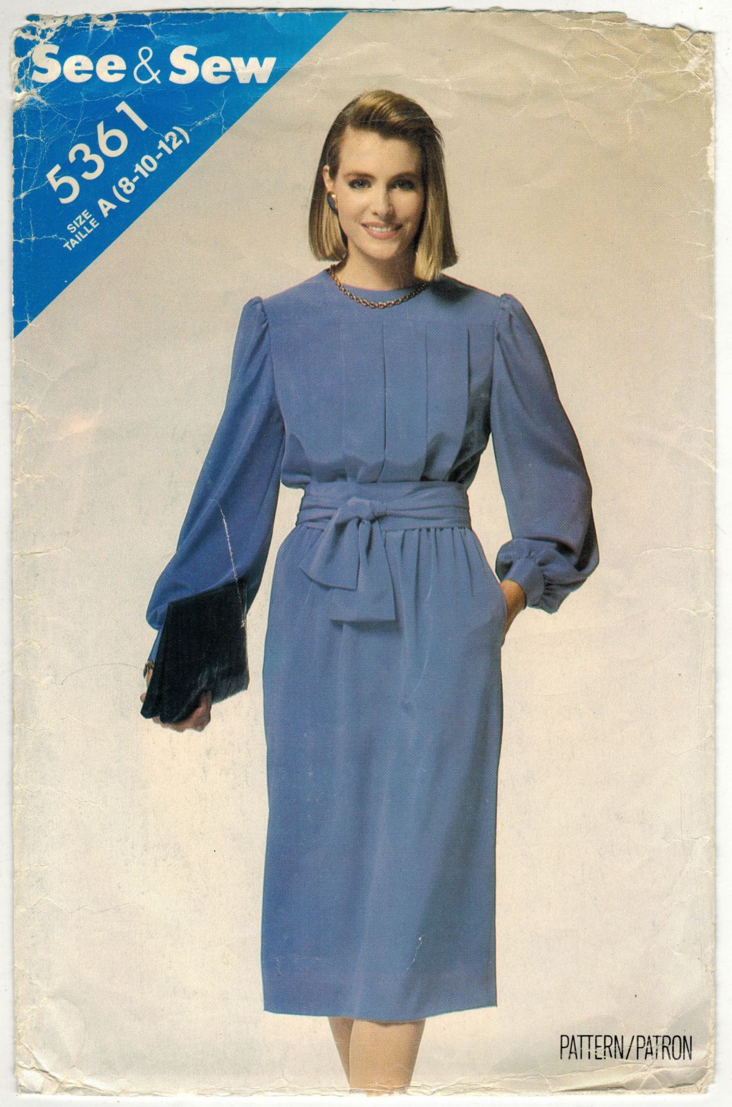 Vintage 1985 Misses Pullover Tucked Blouson Bodice Sash Dress Sew ...