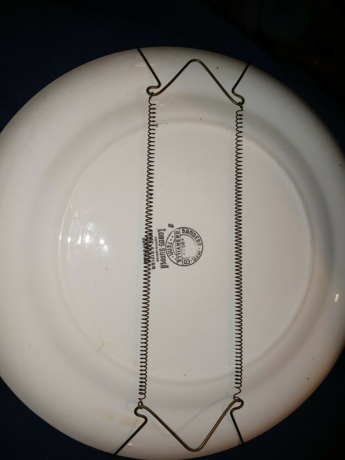 Sanders Mfg Co Nashville Lords Supper Plate 1st Edition 23K Gold Trim