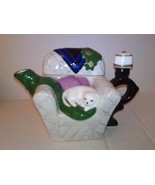 Houston Harvest Hand Painted Ceramic Sleeping Cat on &quot;Grandma&#39;s Chair” T... - $4.95