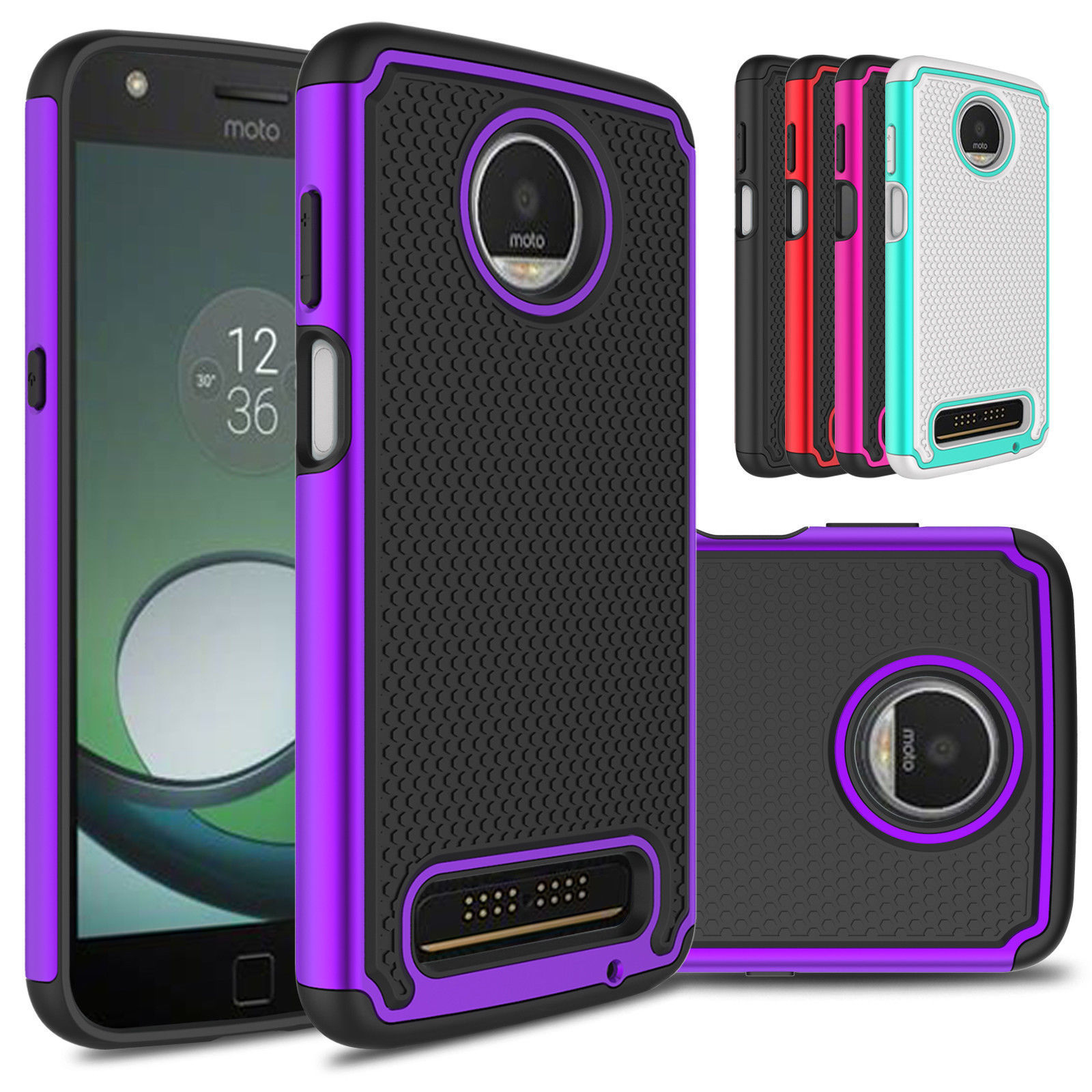 For Motorola Moto Z3 Play Case Hard Armor Hybrid Shockproof Rubber