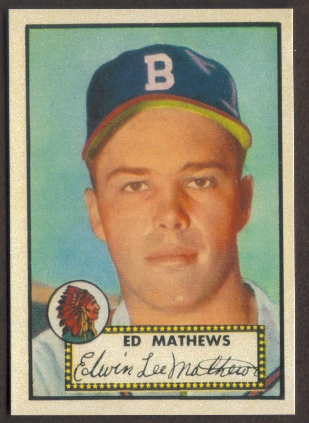 EDDIE MATHEWS Rookie Card RP #407 Braves RC 1952 T Free Shipping ...