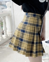 Woman Girl Pleated Plaid Skirt College Style High Waist Pleated Plaid Skirt Plus image 5