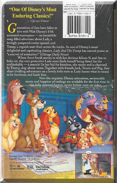 VHS - Lady And The Tramp: Masterpiece Collection (1955) *Walt Disney ...