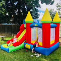 yard bounce house with slide