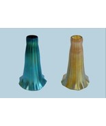 Art Glass Favrile Gold or Blue Tiffany Steuben Type Ruffled  - $58.00
