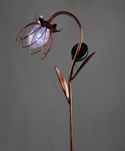 Solar Flower Design Garden Stake Metal Double Pronged 32" High Copper Finish image 2