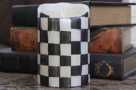 ❤️Flameless LED Pillar Candle made w/Mackenzie Childs Courtly Check w/Re... - $97.10