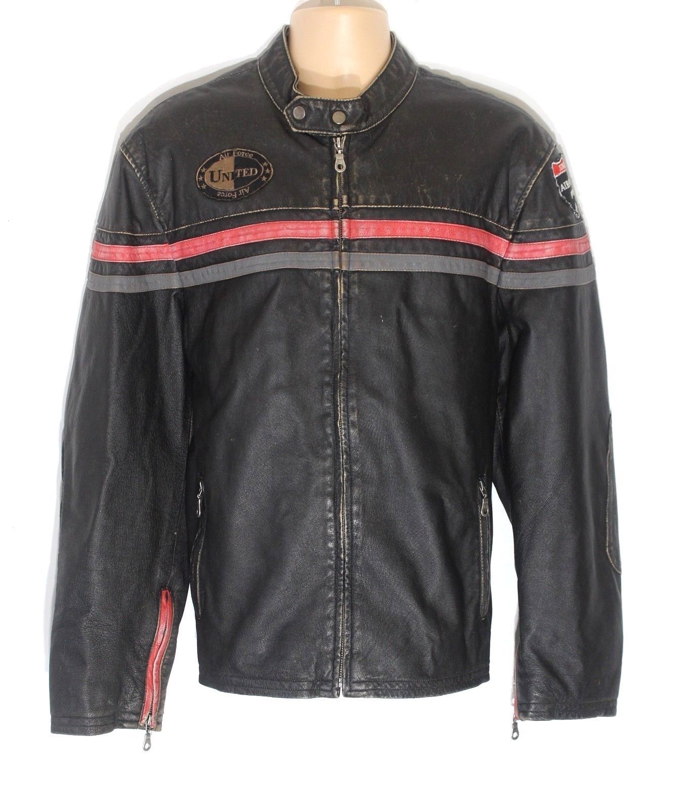 Mens Motorcycle Distressed Hooligan Leather Jacket Bikers Casual Fashion Vintage