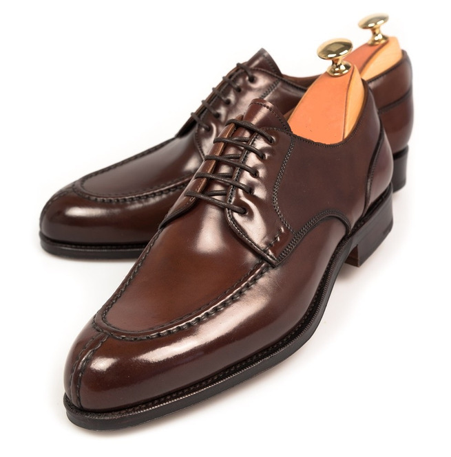 Split Moc Toe Derby Brown Pure Leather Men's Handmade Lace Up Formal Shoes,