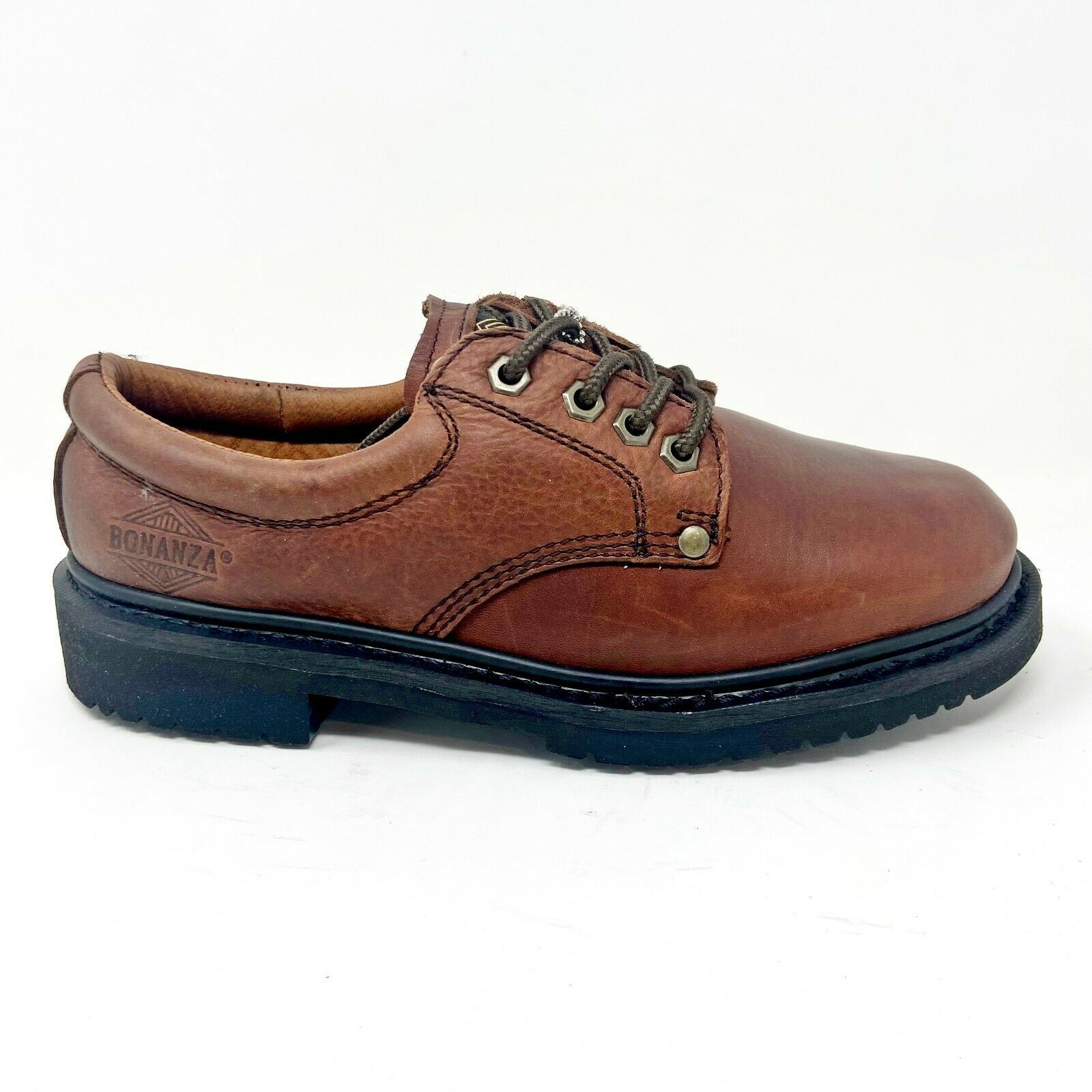 Bonanza Mens Brown Leather Slip Resistant Work Boots BA 415