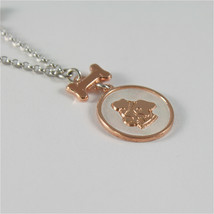 925 RHODIUM SILVER NECKLACE WITH DOG PUPPY & MOTHER OF PEARL MEDAL MADE IN ITALY image 2