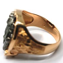 SOLID 18K ROSE BLACK GOLD BAND MAN RING HORSE HEAD HERD HORSESHOE, FINELY WORKED image 6