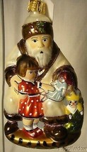 Vaillancourt Folk Art Santa - Girl & Glimmer  Ornament image 1