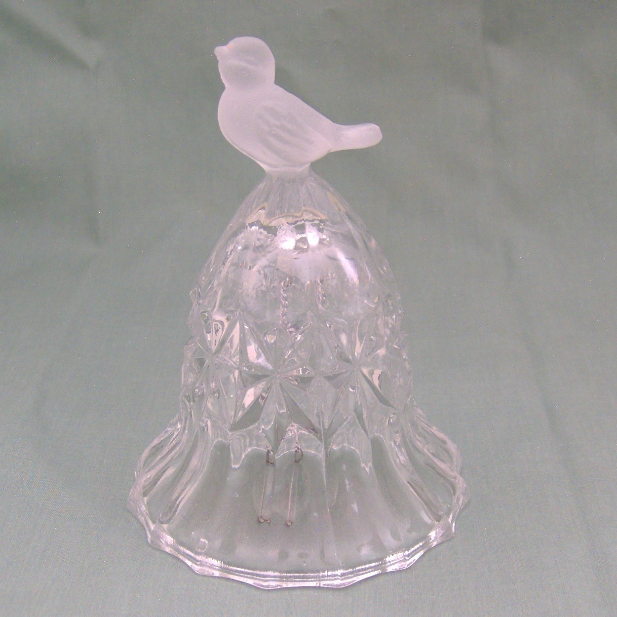 Decorative Collectible Crystal Bell with Frosted Bird Glass, Crystal
