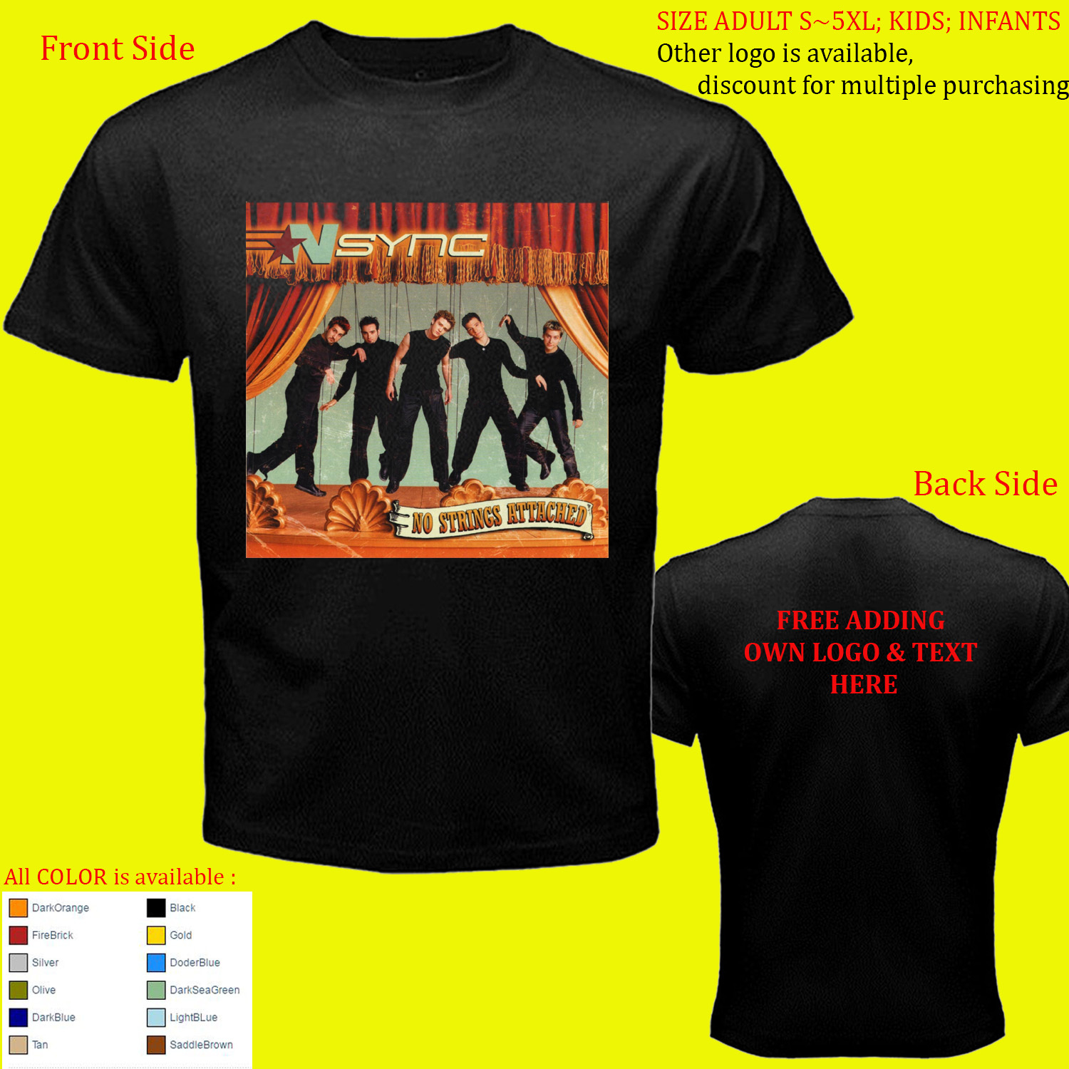 Nsync 5 Concert Album Shirt Size Adult S5XL Kids Baby's TShirts