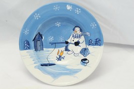 North Crest Home Winter Valley Ice Fishing Snowman Rim Soup Bowls 9&quot; Lot... - $39.19