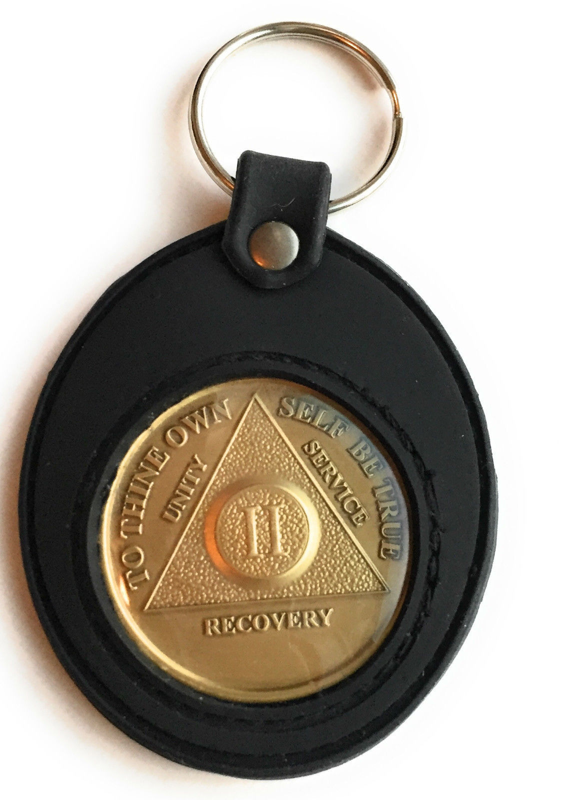 AA NA Medallion Holder Universal Fit Black Silicone Keychain Sobriety Coins