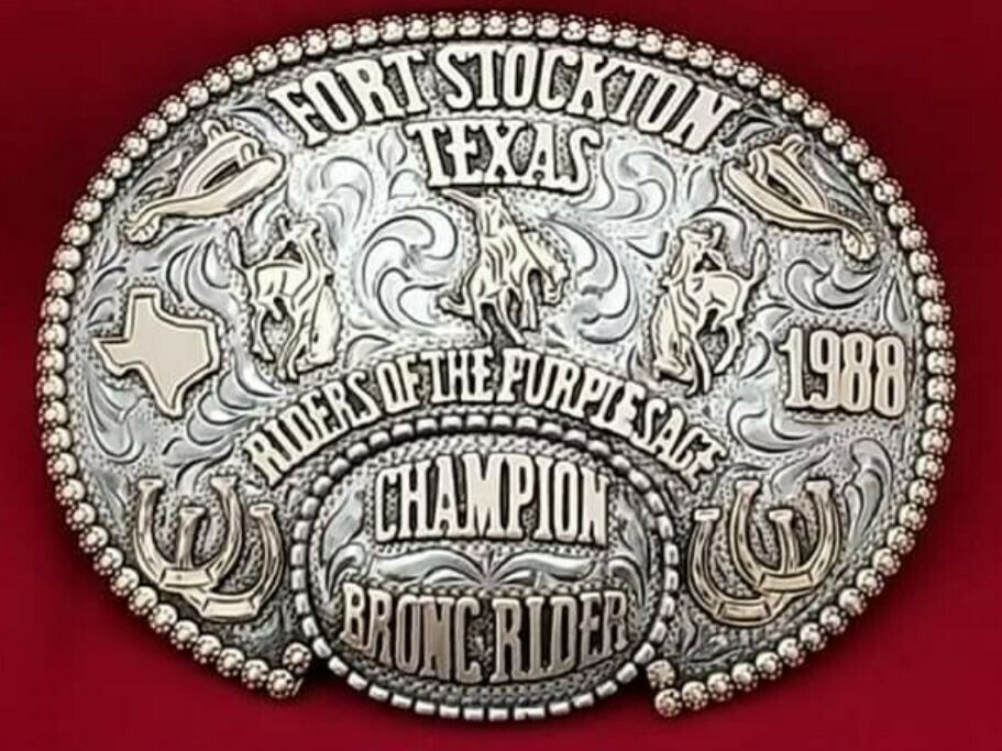 CUSTOM MADE TO ORDER TROPHY RODEO BUCKLE. LOGOS OR ANY