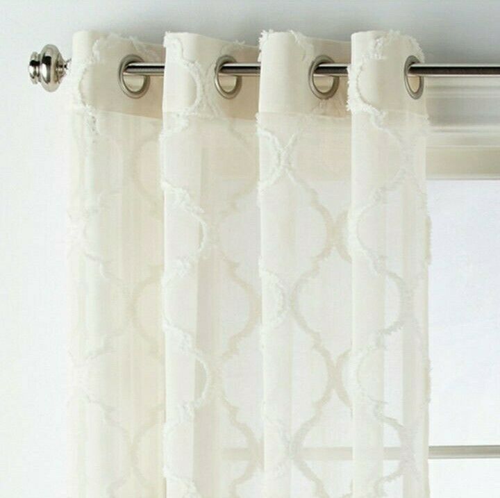 (1) JCPENNEY JCP HOME Zuri IVORY Sheer Grommet Curtain Panel 50 x