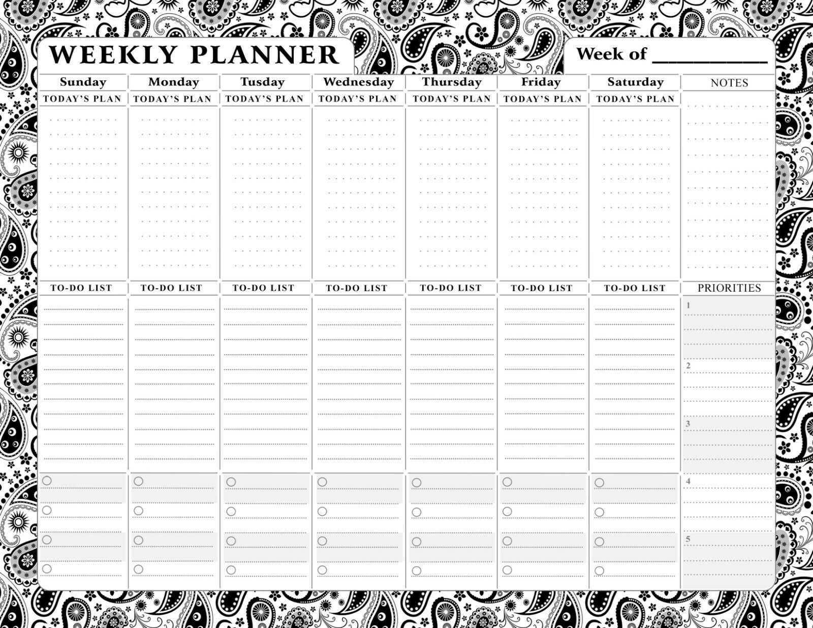 Magnetic Weekly Calendar - 52 Undated Sheets - Notepad Desk Pad - (Edition #003)