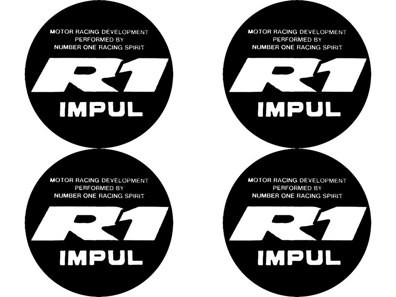 Impul R1 Wheels Set of 4 Metal Stickers for Wheel Center Caps Logo
