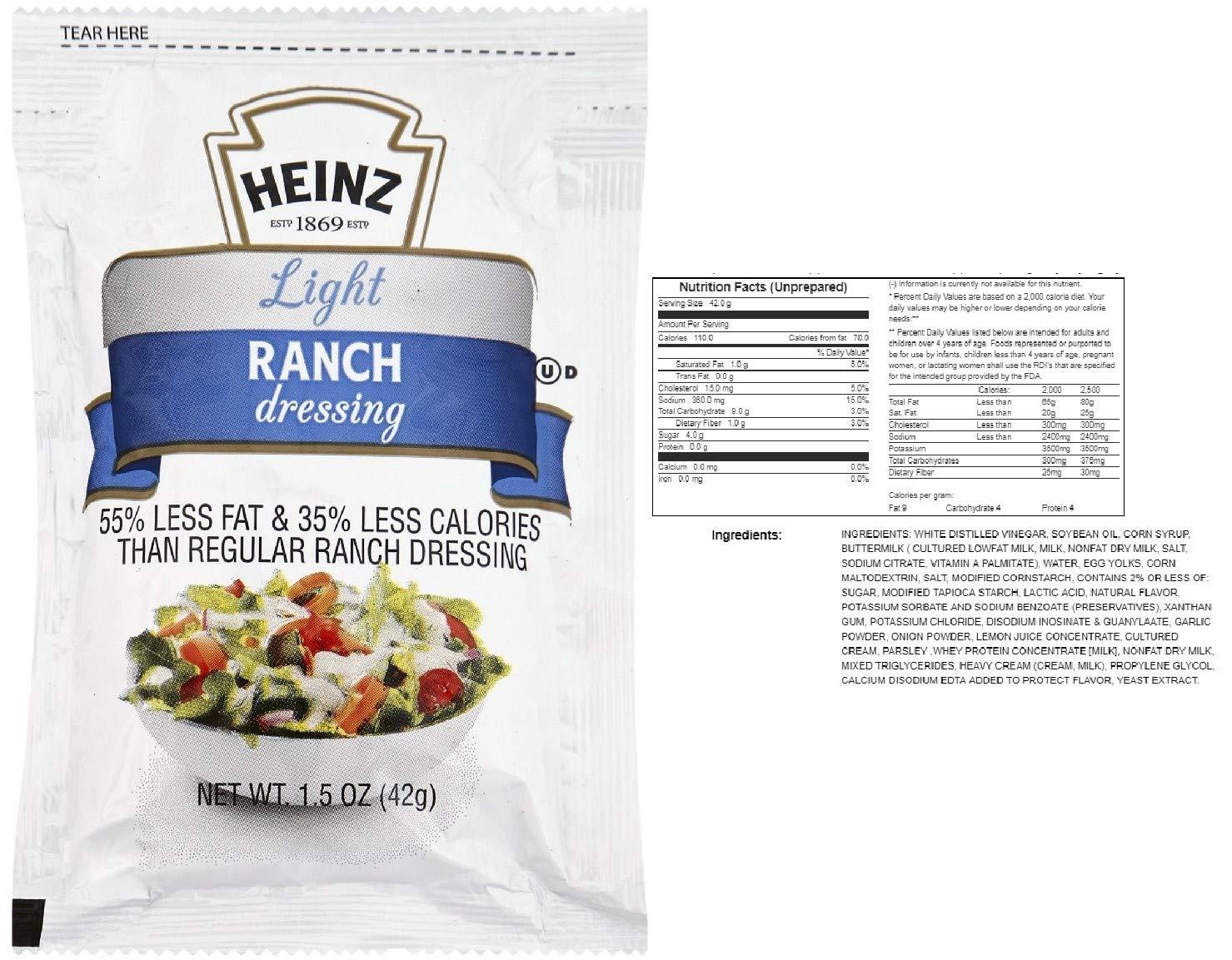 Heinz Light Salad Dressing Variety 18 Single Serve Packets 6 of Each