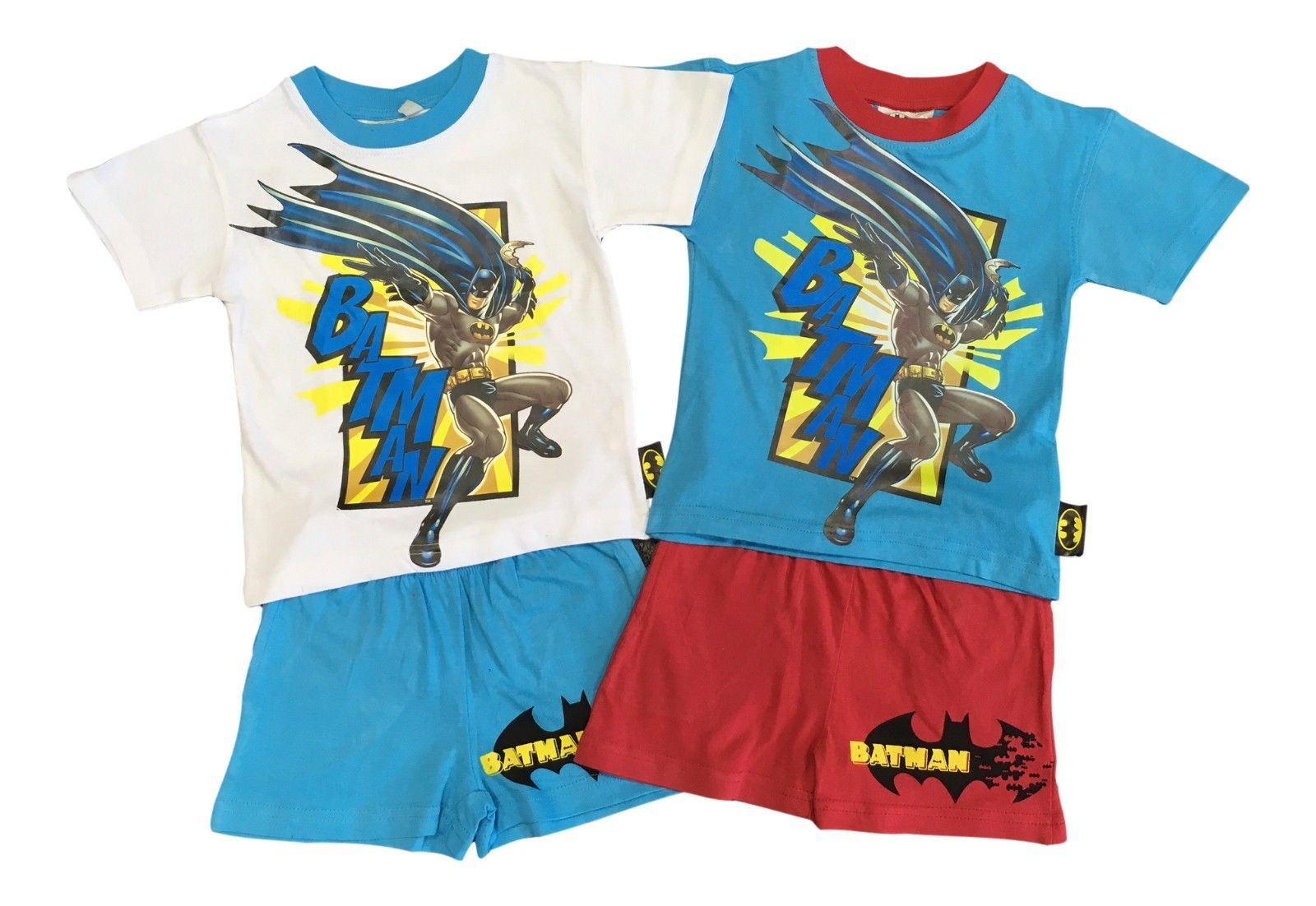 Boys Batman 100% Cotton Short Sleeve Shirt and Shorts Shorties Pyjamas Pjs Set