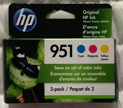 HP 951 Cyan Magenta Yellow Ink Cartridges CR314FN Genuine OEM Sealed Retail Box - $98.98
