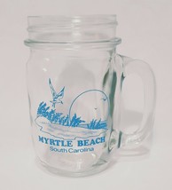 Myrtle Beach South Carolina Coffee Mug 10 oz Cup Sun Bird Gull Glass Blue  - $14.99