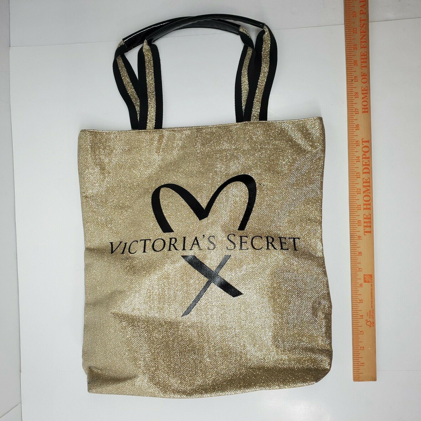 Victoria Secret LIMITED EDITION Gold Metallic Sparkle Bag Tote Heart ...