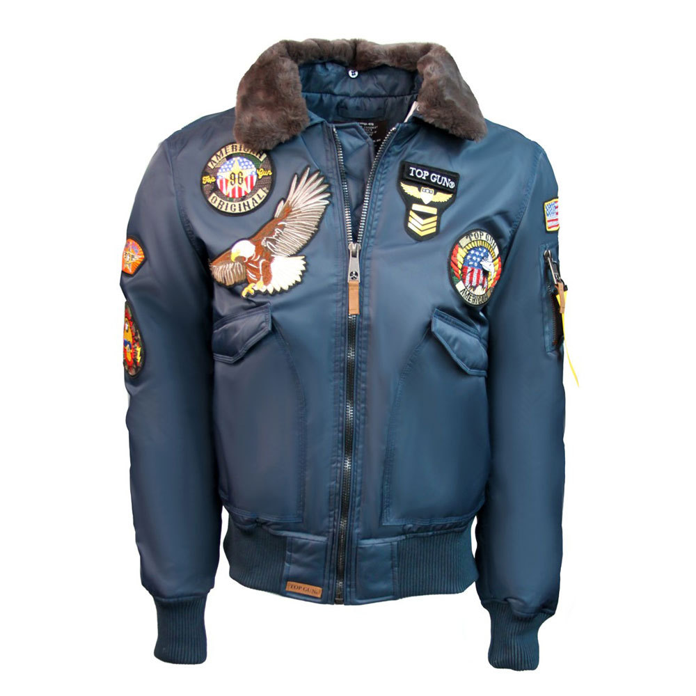 Top Gun MA-1 American Original Bomber Jacket With Patches Navy SIZE ...