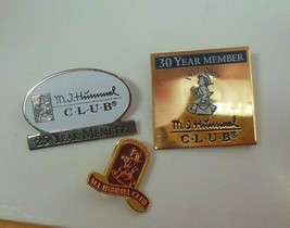 M.J. Hummel Club Member Pins - 3 Pins- 20 Year, 25 Year &amp; 30 Year - $27.00