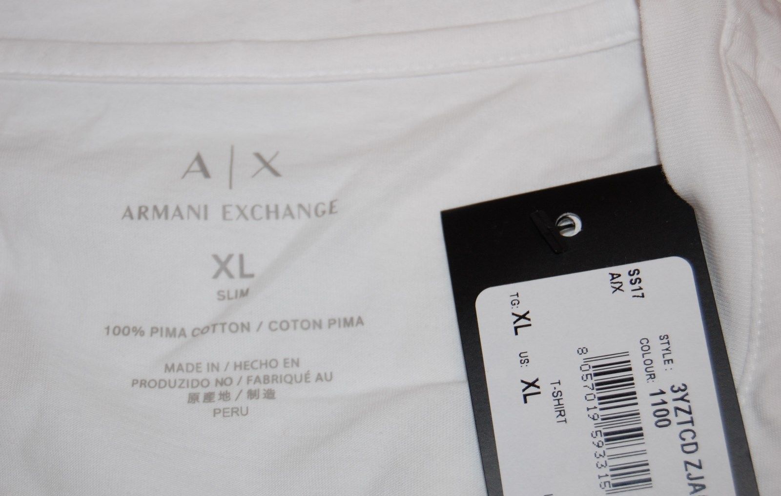 armani exchange t shirt made in peru