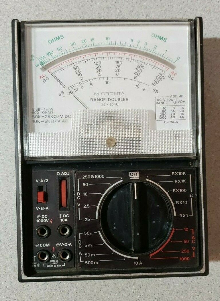 Micronta Range Doubler Multitester 43 Ranges 22204U w/ Leads Multimeters