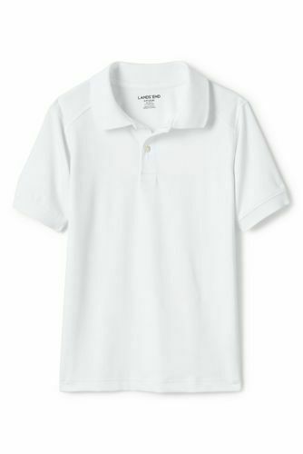 Lands' End Kids Short Slv Rapid Dry Polo Shirt White M NEW 486426