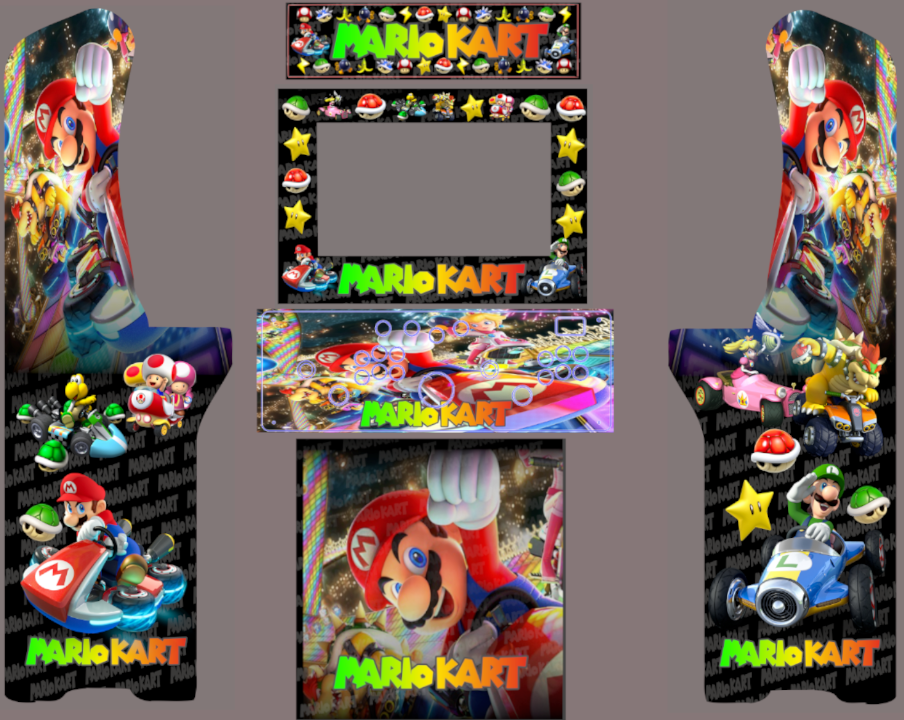 AtGames Legends Ultimate ALU Mario Kart Arcade Cabinet vinyl side Art, graphics