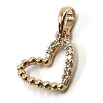 SOLID 18K ROSE GOLD PENDANT MINI HEART WITH CUBIC ZIRCONIA, 10mm, 0.4 inches image 2