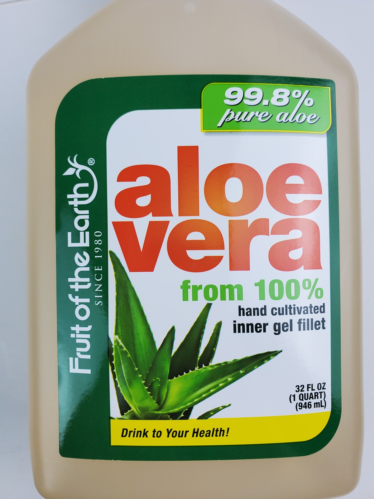 2x Quarts 100 Aloe Vera inner gel fillet Fruit of the Earth brand
