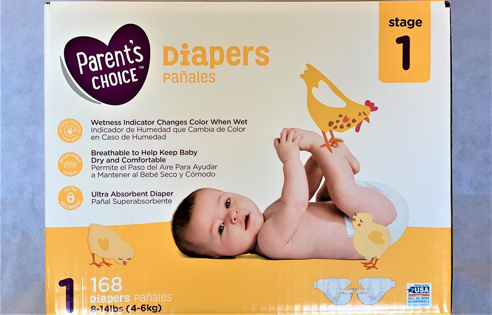 Parent's Choice 168 ct Baby Diapers Size 1 8/14 LBS Diaper Disposal